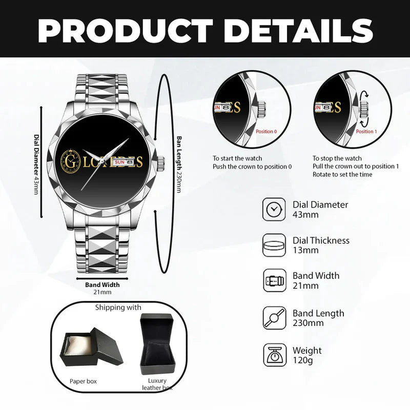 GLOVER K3579-102 Luxury Alloy-Men Watch, Personalized Premium Gift for Anniversary