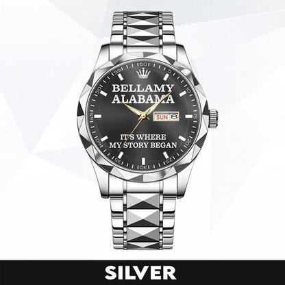 Bellamy, Alabama - Home Is Where My Story Began | Hometown Watch Gift for Men & Women