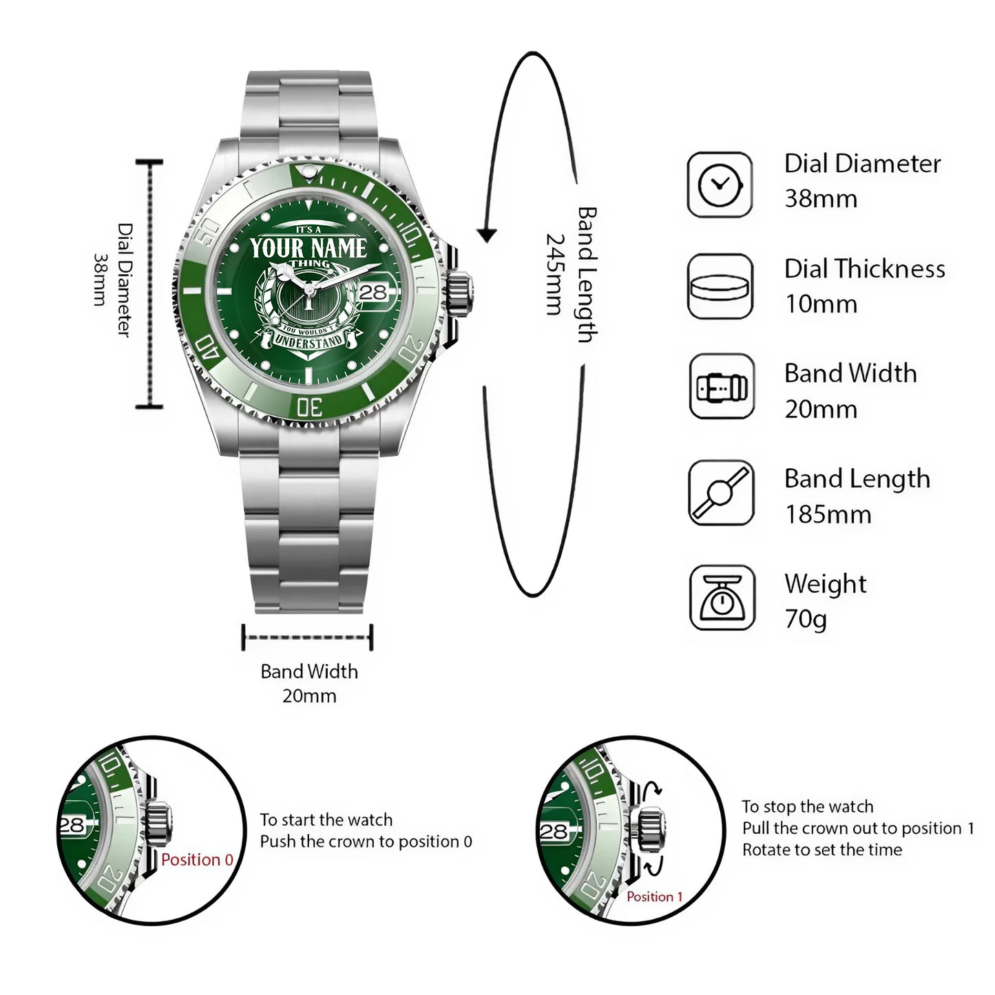 Custom Name Watch K3579-05 Personalized Gift