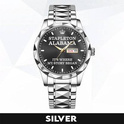 Stapleton, Alabama - Home Is Where My Story Began | Hometown Watch Gift for Men & Women