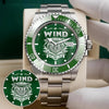 WIND K3579-03 Personalized Green Submariner Watch, Premium Gift for Anniversary
